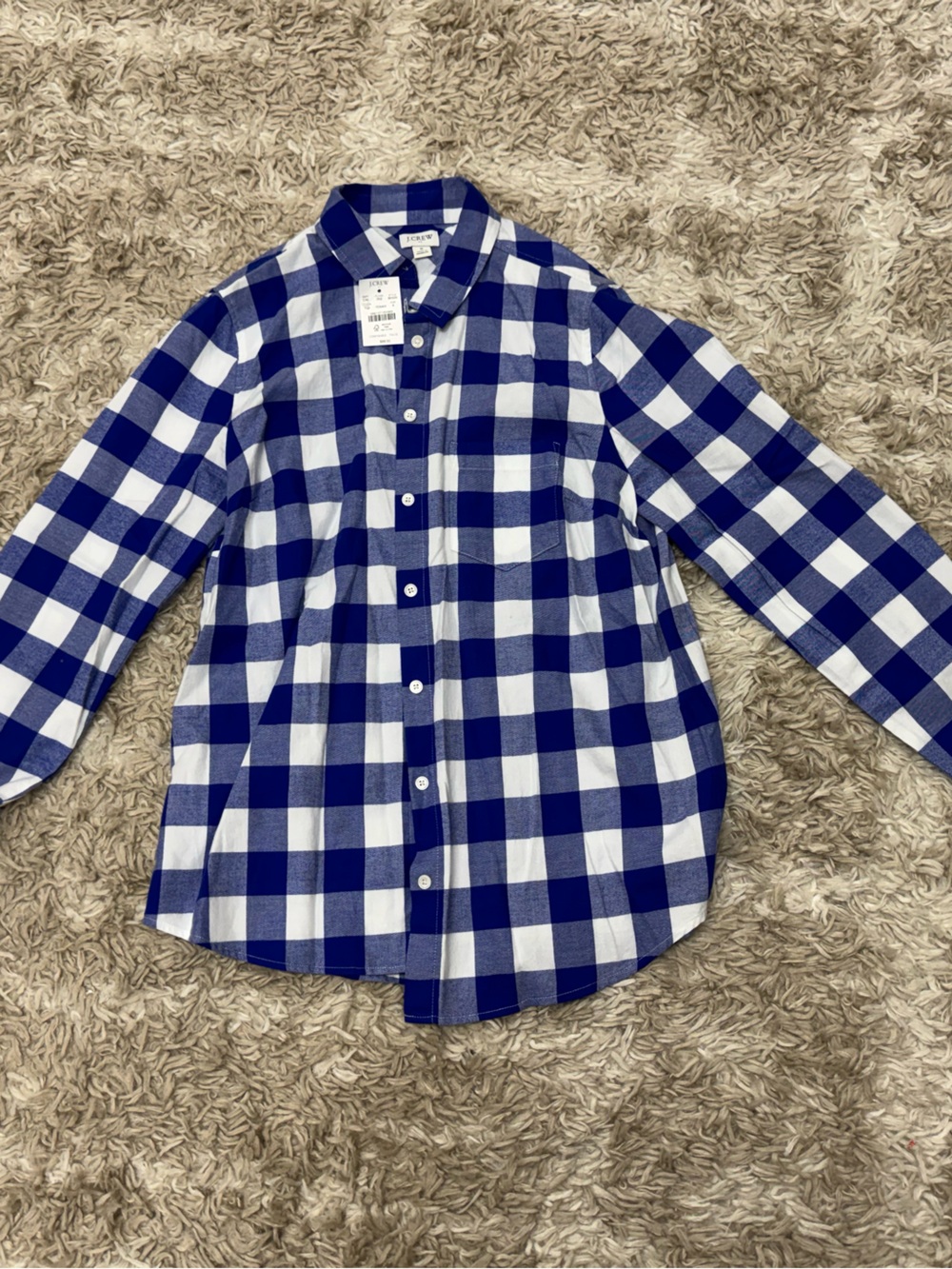 J.Crew women’s Blue and White Check Cotton Button-Down Shirt size small